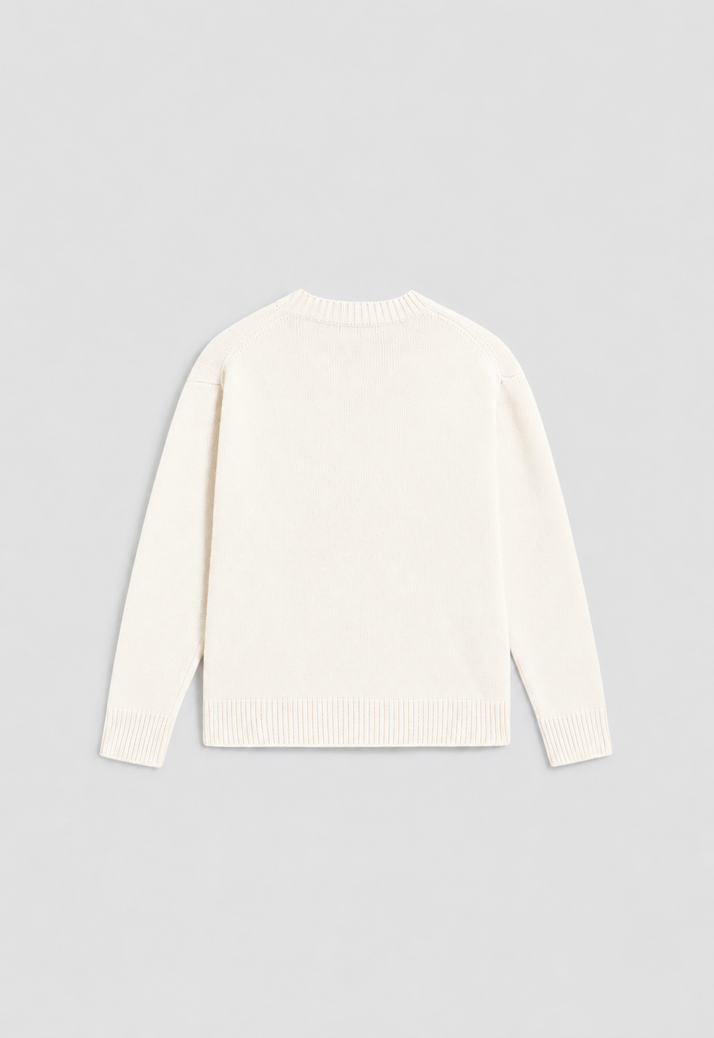 NATURAL RELAXED-FIT, CREW-NECK SWEATER WITH RIBBED TRIMS - NATURAL - Check Active | Pence 1979