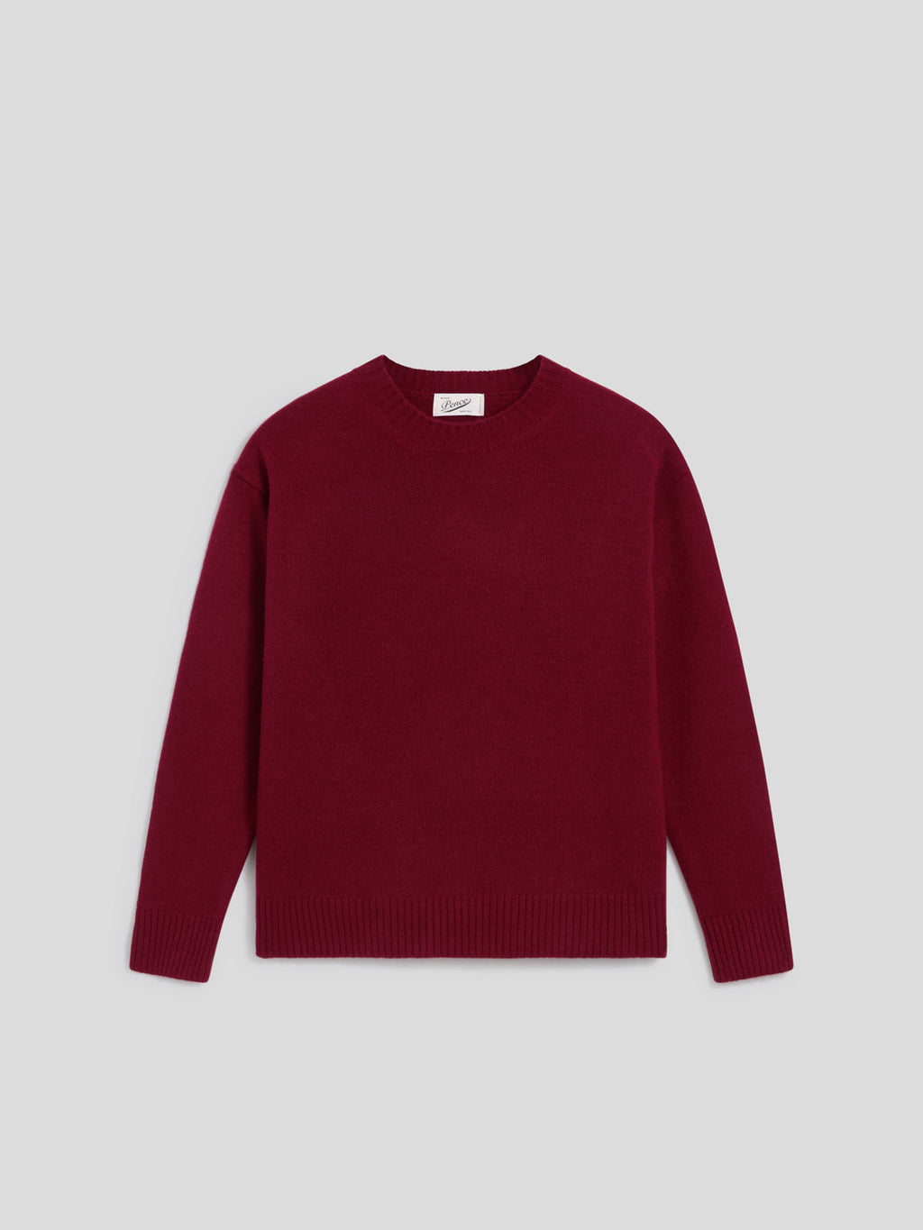 BURGUNDY RELAXED-FIT, CREW-NECK SWEATER WITH RIBBED TRIMS - BORDEAUX  - Check Active | Pence 1979