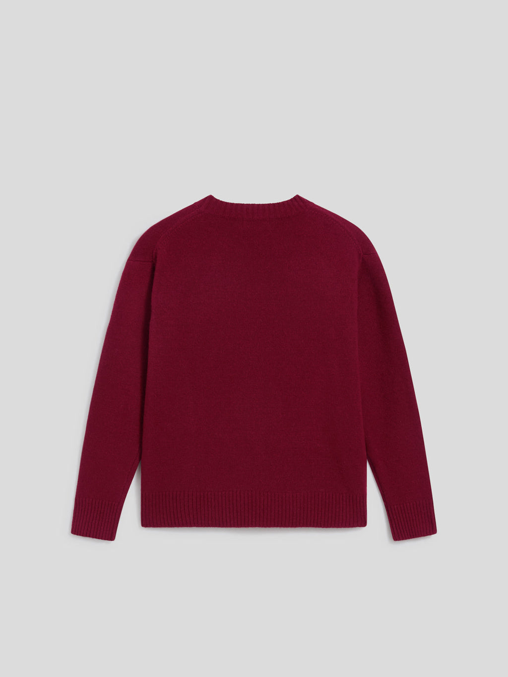 BURGUNDY RELAXED-FIT, CREW-NECK SWEATER WITH RIBBED TRIMS - BORDEAUX  - Check Active | Pence 1979