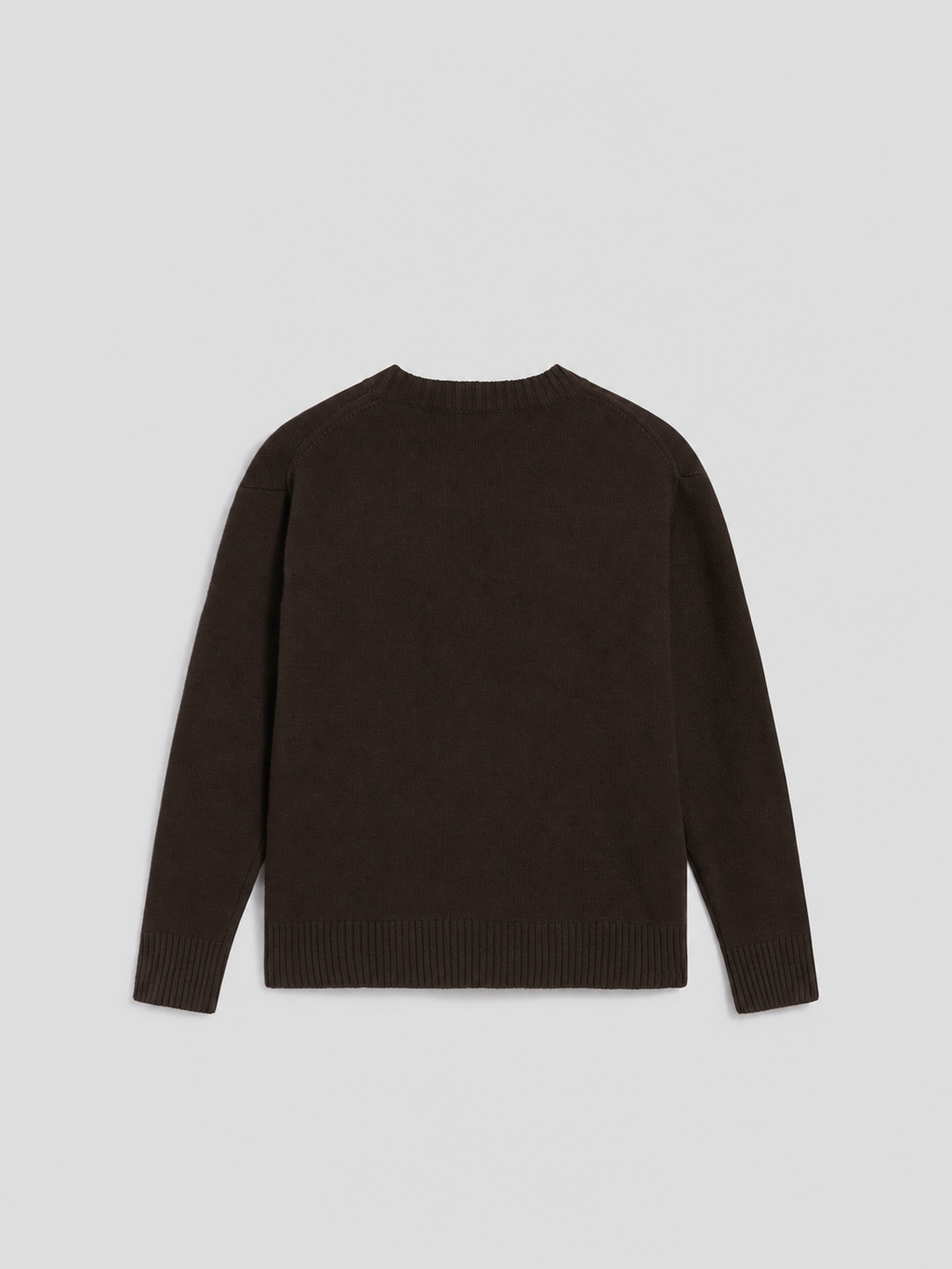 MAHOGANY RELAXED-FIT, CREW-NECK SWEATER WITH RIBBED TRIMS - MAHOGANY - Check Active | Pence 1979