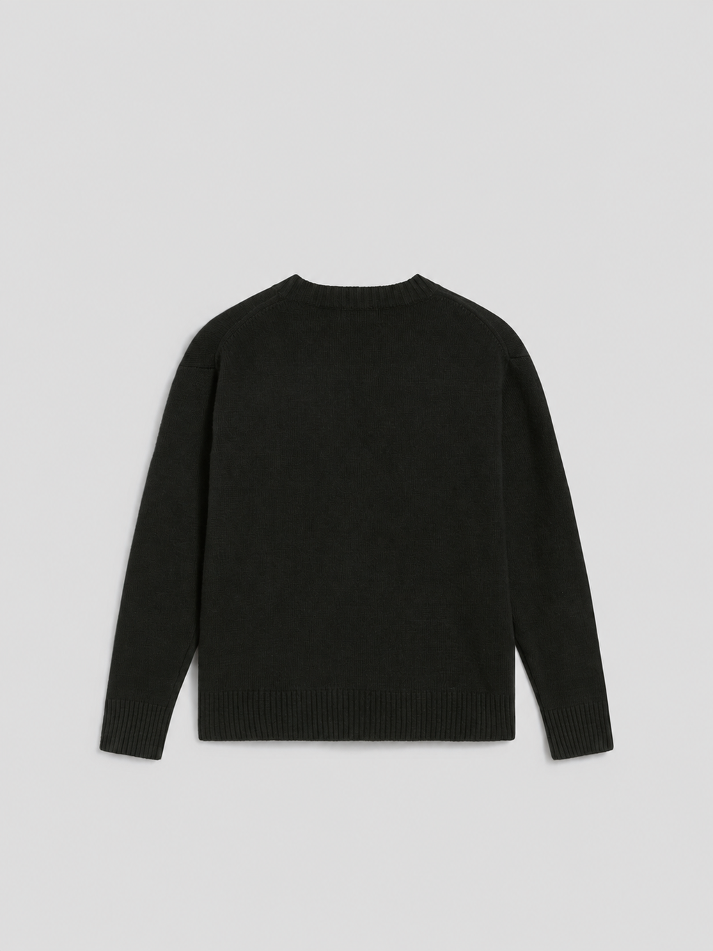 BLACK RELAXED-FIT, CREW-NECK SWEATER WITH RIBBED TRIMS - BLACK - Check Active | Pence 1979