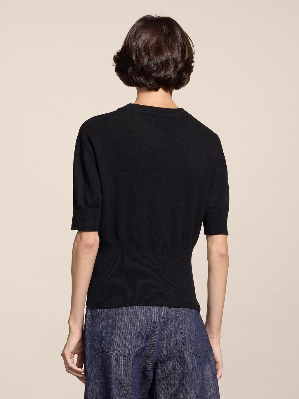 REGULAR FIT CREW-NECK SWEATER WITH CICNH WAIST BLACK - BLACK - Check Active | Pence 1979