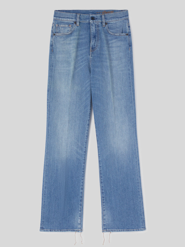Jeans da Donna a Vita Alta con Piega Stirata
