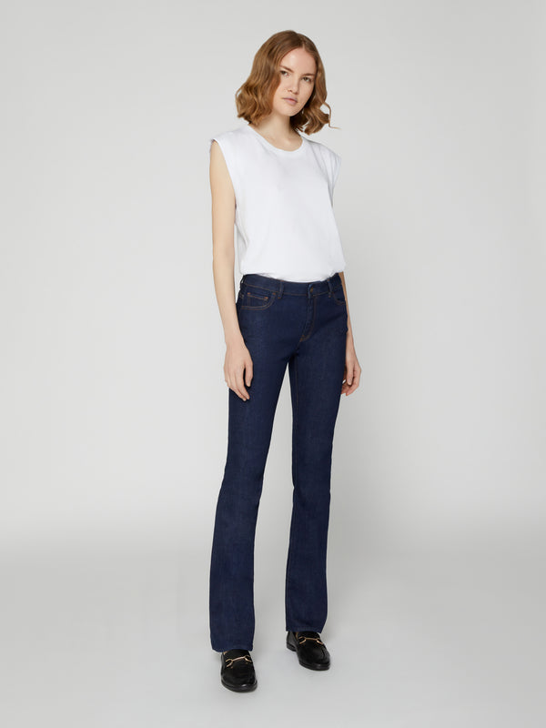 Bootcut da Donna Jeans a Vita Media Blu Scuro