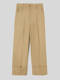 Pantalone Work da Donna Vita Alta Orli con Risvolto Beige