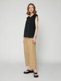Pantalone Work da Donna Vita Alta Orli con Risvolto Beige