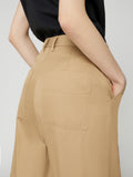 Pantalone Work da Donna Vita Alta Orli con Risvolto Beige