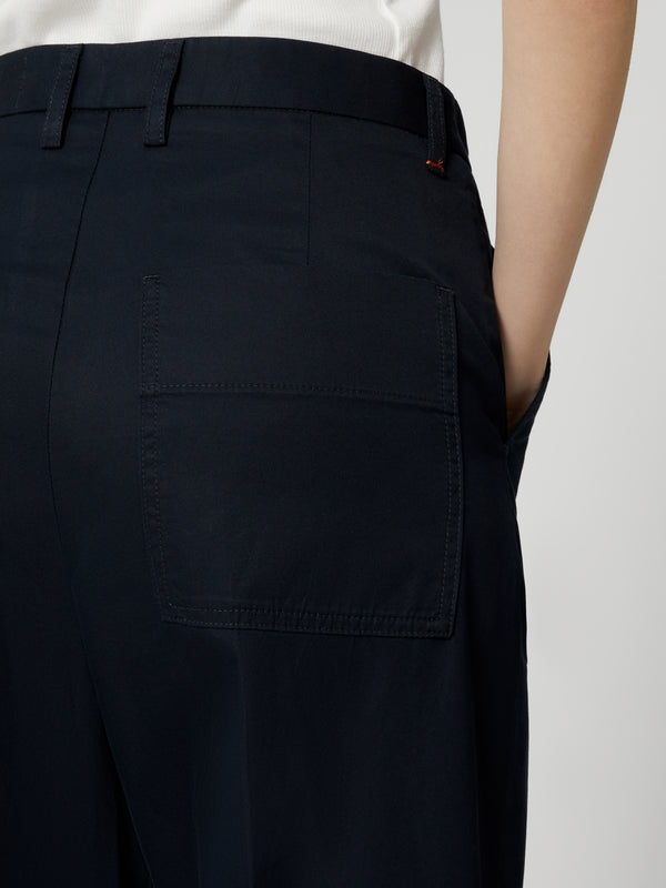 Pantalone Work da Donna Vita Alta Orli con Risvolto Blu Scuro