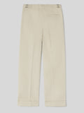 Pantalone da Donna Gamba Dritta Tessuto Giapponese Ecrù
