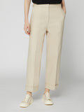 Pantalone da Donna Gamba Dritta Tessuto Giapponese Ecrù