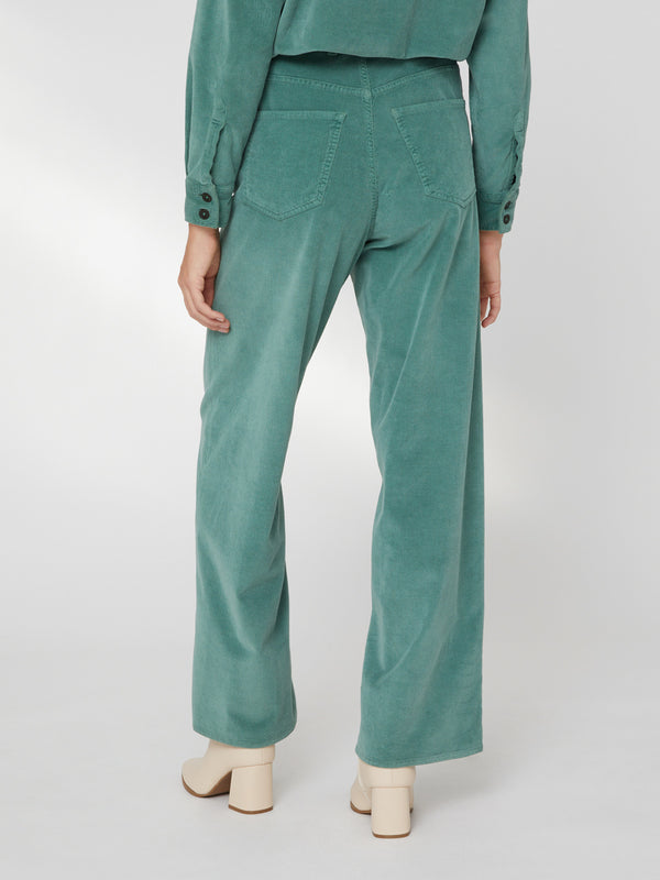 Pantalone Flare da Donna a vita alta verde