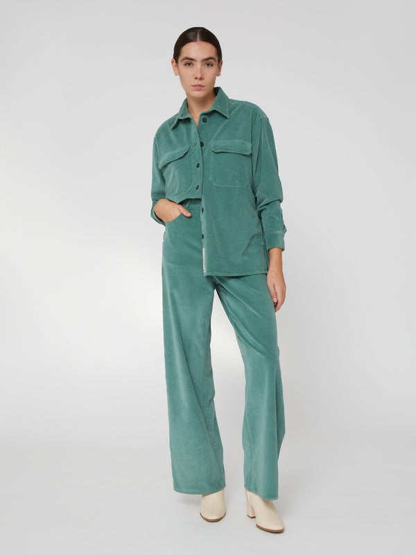 Pantalone Flare da Donna a vita alta verde