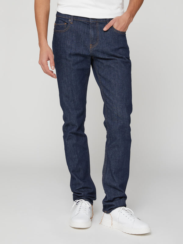 Jeans Slim Fit da Uomo in Denim Elasticizzato Blu Rinse
