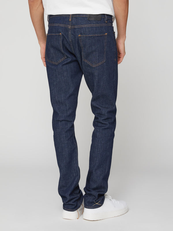 Jeans Slim Fit da Uomo in Denim Elasticizzato Blu Rinse