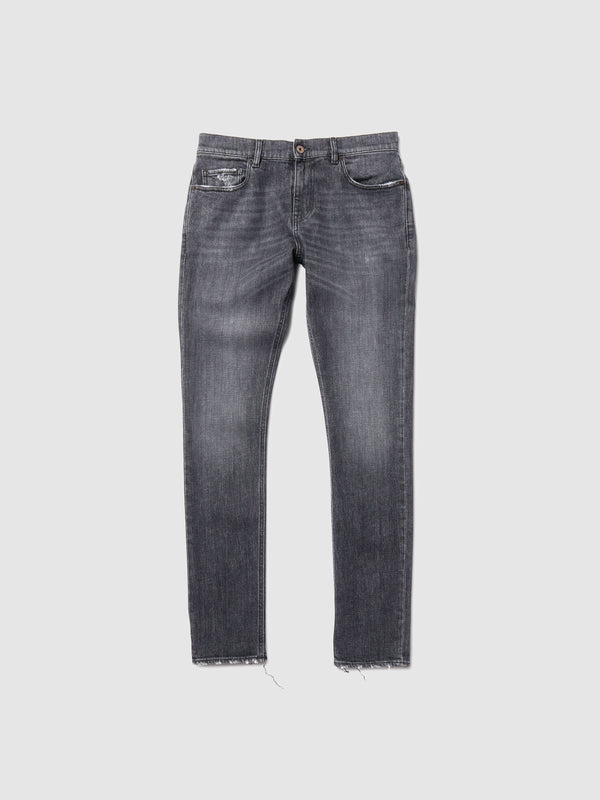 Jeans Slim Fit da Uomo in Denim Elasticizzato Grigio