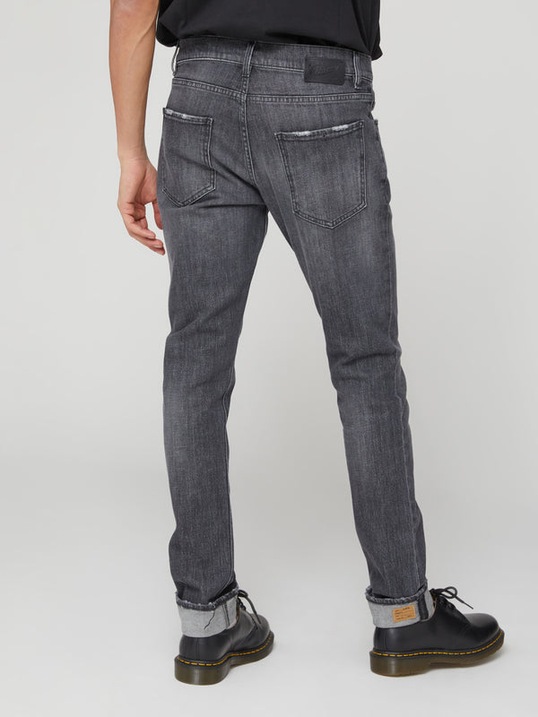 Jeans Slim Fit da Uomo in Denim Elasticizzato Grigio