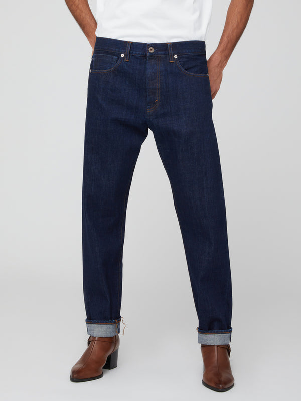 Jeans Regular Fit da Uomo Blu Scuro a Gamba Dritta