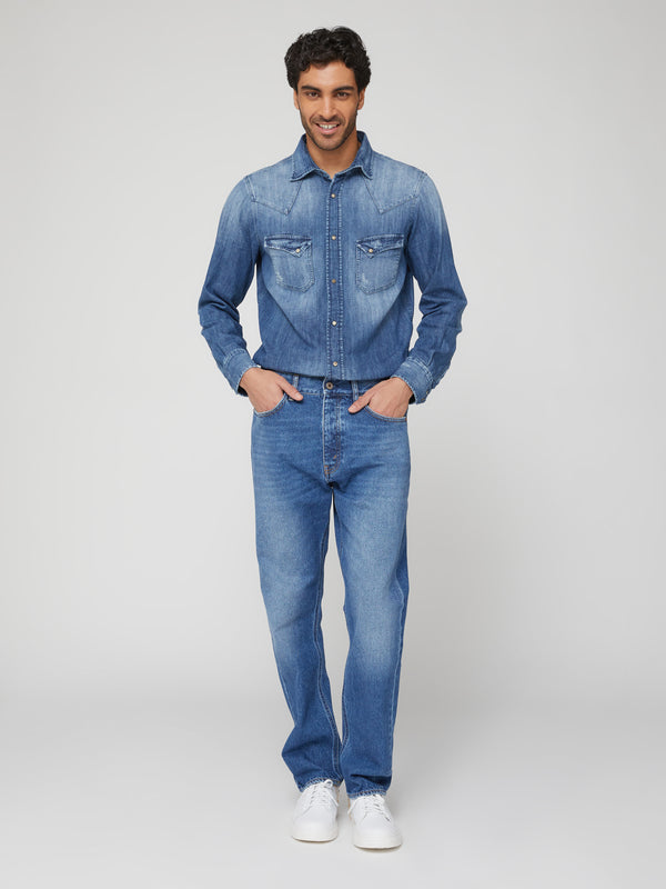 Jeans Regular Fit da Uomo a Gamba Dritta