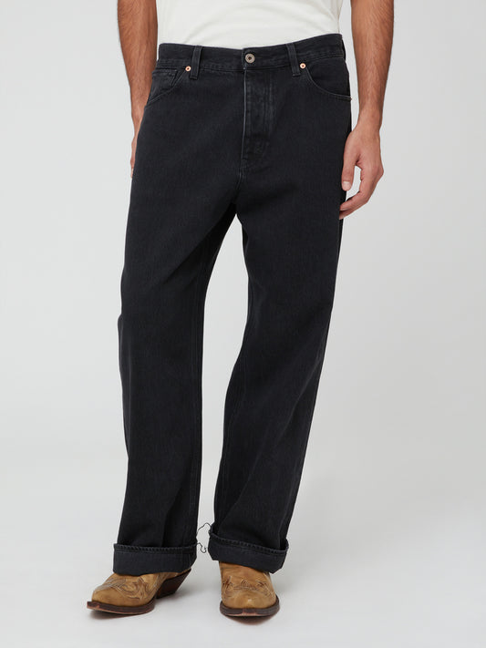 Jeans Loose Fit da Uomo Grigio Scuro a Gamba Dritta