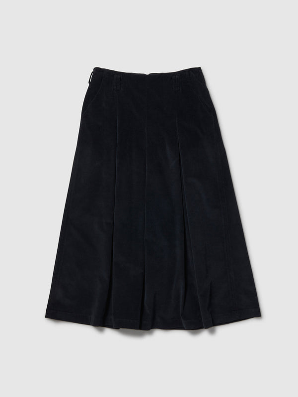 Gonna da donna alla caviglia con pieghe blu