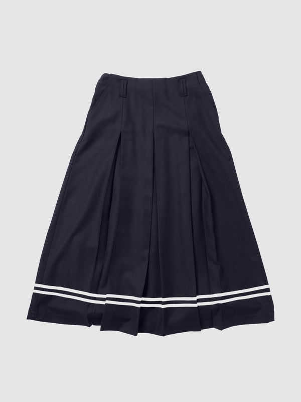 pleated midi skirt