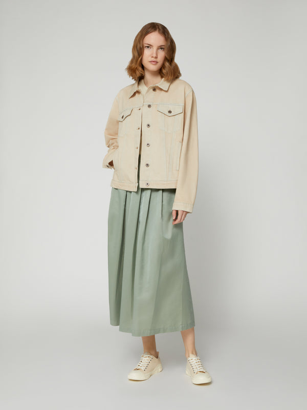 Giacca Jeans da Donna Oversize Lavaggio Bleach Tinta Beige