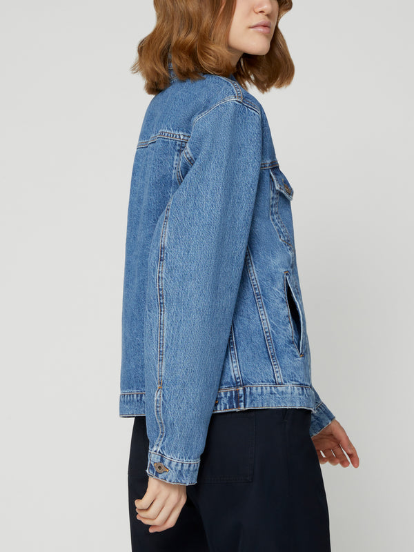 Giacca Jeans da Donna Oversize Stone Wash Blu Chiaro