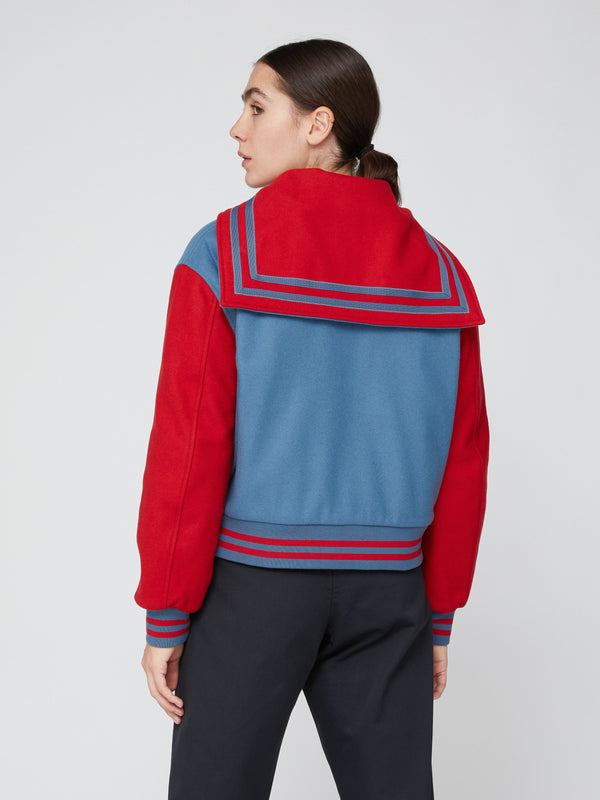 Giacca da Donna Varsity Panno Azzurro Rosso