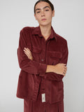 Overshirt da Donna in velluto rossa