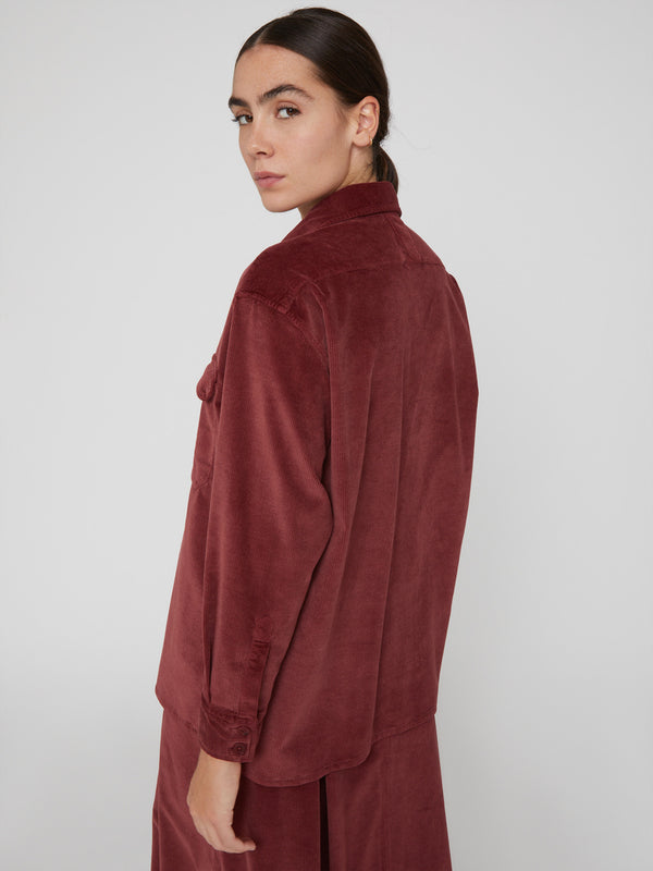 Overshirt da Donna in velluto rossa