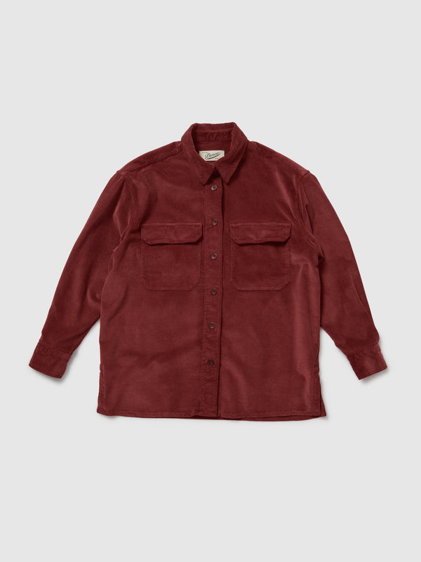 Overshirt da Donna in velluto rossa