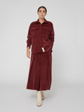 Overshirt da Donna in velluto rossa