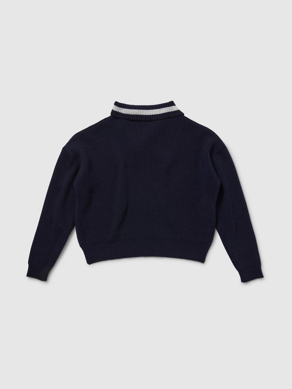 Maglione da Donna blu con ampio collo