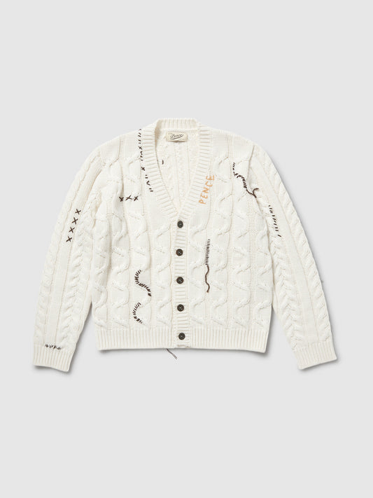 Cardigan Oversize a Trecce Unisex bianco