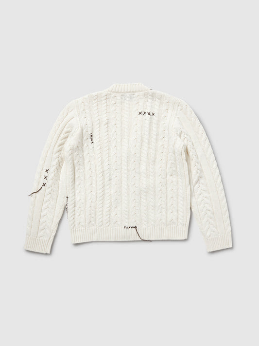 Cardigan Oversize a Trecce Unisex bianco