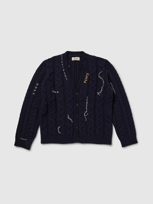 Cardigan Oversize a Trecce da Uomo blu