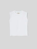 T-Shirt  da Donna Girocollo Smanicata Jersey di Cotone Bianco