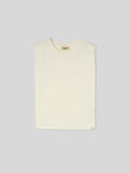 T-Shirt da Donna Girocollo Smanicata Jersey di Cotone Ecrù