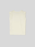 T-Shirt da Donna Girocollo Smanicata Jersey di Cotone Ecrù