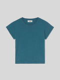 T-Shirt da Donna Maniche Corte Arrotolate Teal