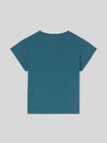 T-Shirt da Donna Maniche Corte Arrotolate Teal