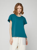 T-Shirt da Donna Maniche Corte Arrotolate Teal