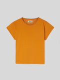 T-Shirt da Donna Maniche Corte Arrotolate Arancione Chiaro