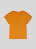 T-Shirt da Donna Maniche Corte Arrotolate Arancione Chiaro