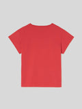 T-Shirt da Donna Maniche Corte Arrotolate Scarlatta 