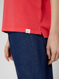 T-Shirt da Donna Maniche Corte Arrotolate Scarlatta 