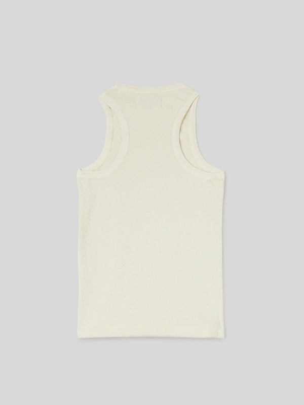 Canotta da Donna a Coste Slim Fit Ecrù